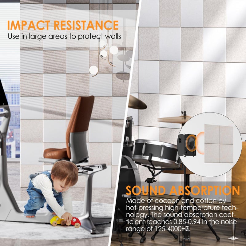 ماكسجير لوحة الفلين الكبيرة من MaxGear للجدار مقاس 48 بوصة × 36 بوصة، لوحة إعلانات بلون أسمر فاتح، 12 قطعة من بلاط الحائط اللباد مع دبابيس الدفع، لوحات الفلين للمكتب، لوحة تثبيت لديكور قائمة الصور - Image 3